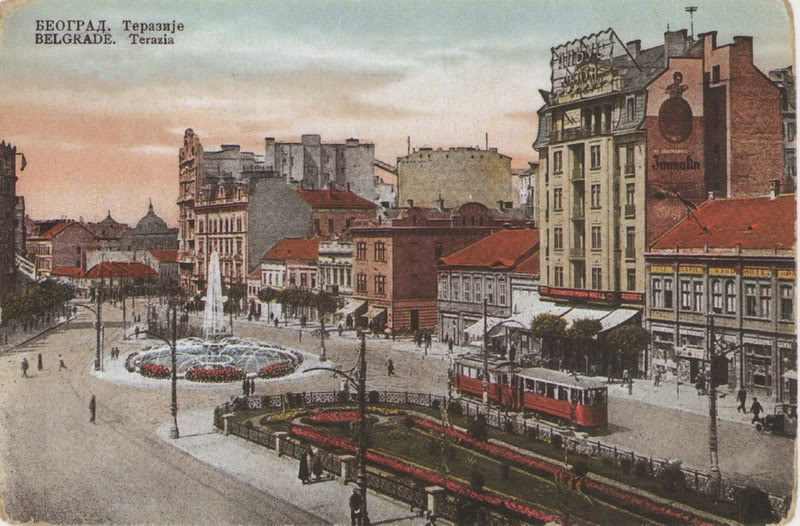 Beograd, stara razglednica Terazija, 1932