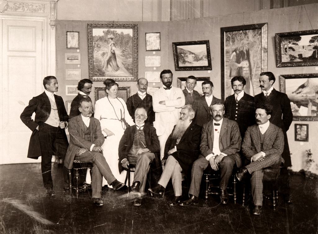 Grupni portret izlagača na Prvoj izložbi Srpskog umetničkog udruženja, Beograd (1908)