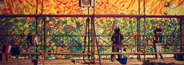 Aki Zum na Arlemm-u, slikanje murala za Arilje, 2016.