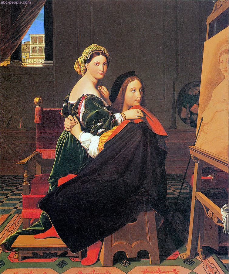 Jedna od Engrovih verzija predstave Rafaela i njegove Fornarine - Rafael i Fornarina, Fogg Museum, Harvard