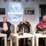 Promocija knjige ZVEZDDANA PRAŠINA; učesnici: Isak Asiel, Milan Vlajčić i Ratko Božović, PAROBROD, foto: Parobrod